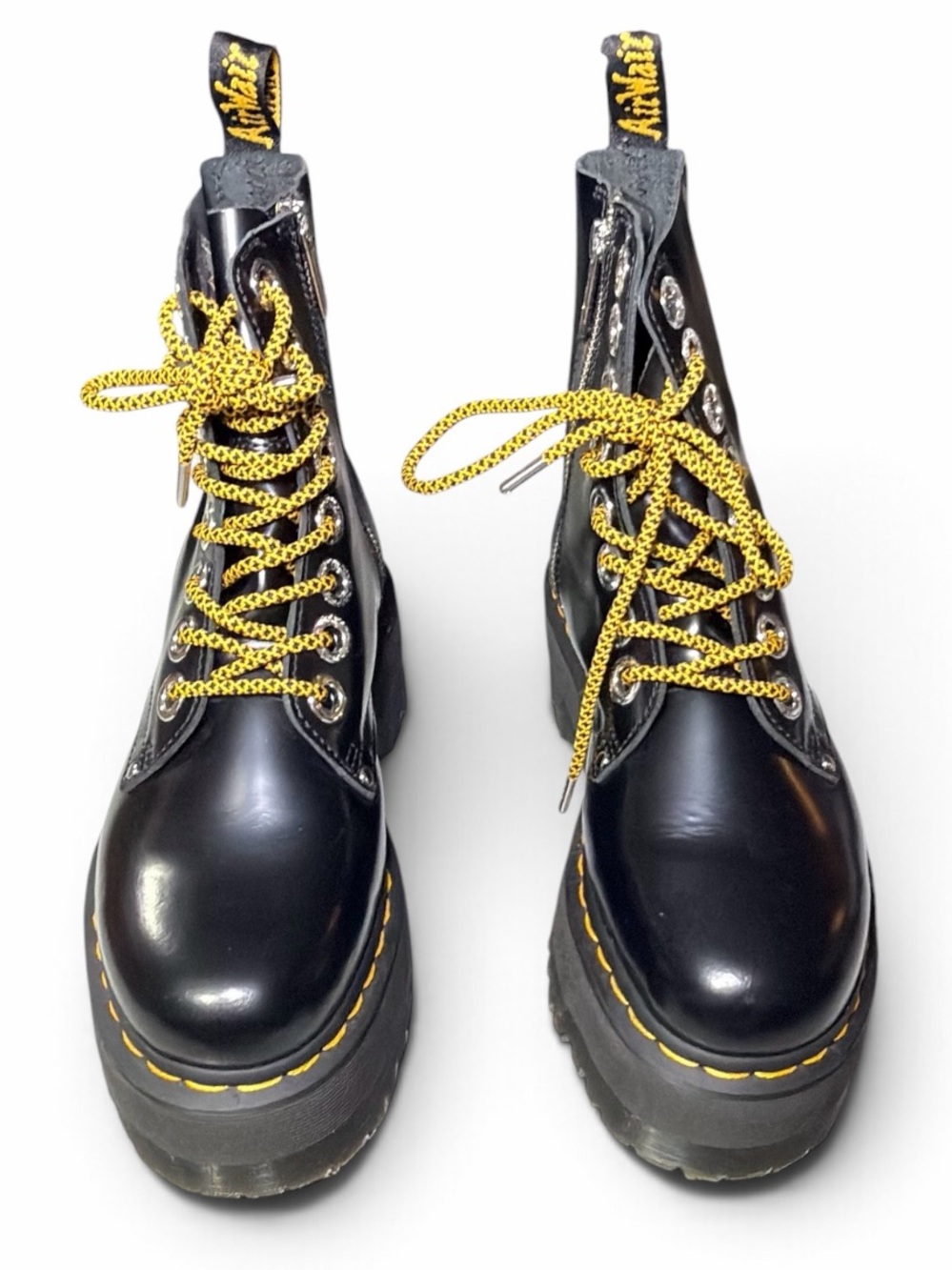 Dr Martens Jadon Max Black Buttero Leather Platform Boots Womens 6 NIB
